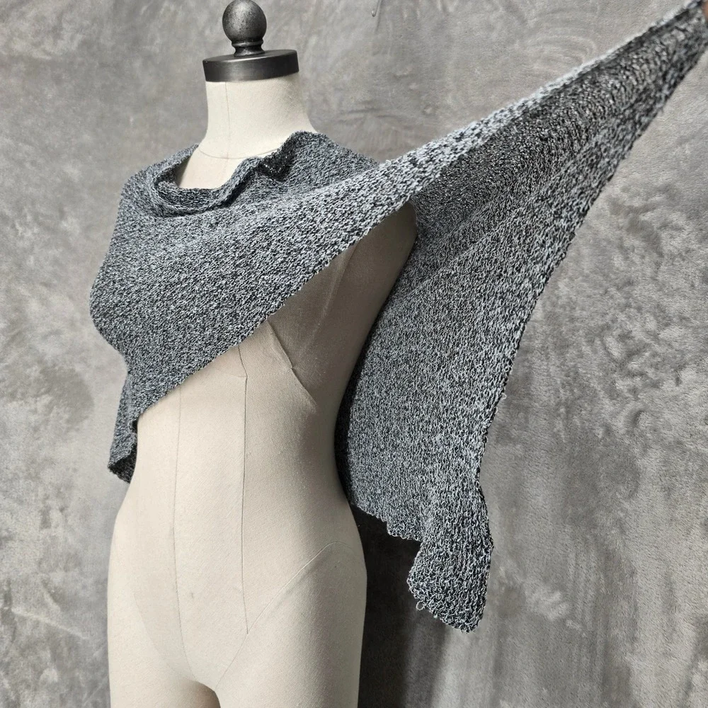 Gray Knit‎ Poncho Shrug Cowl Neck Asymmetrical Rayon Wrap Shawl Boho Layer Drape